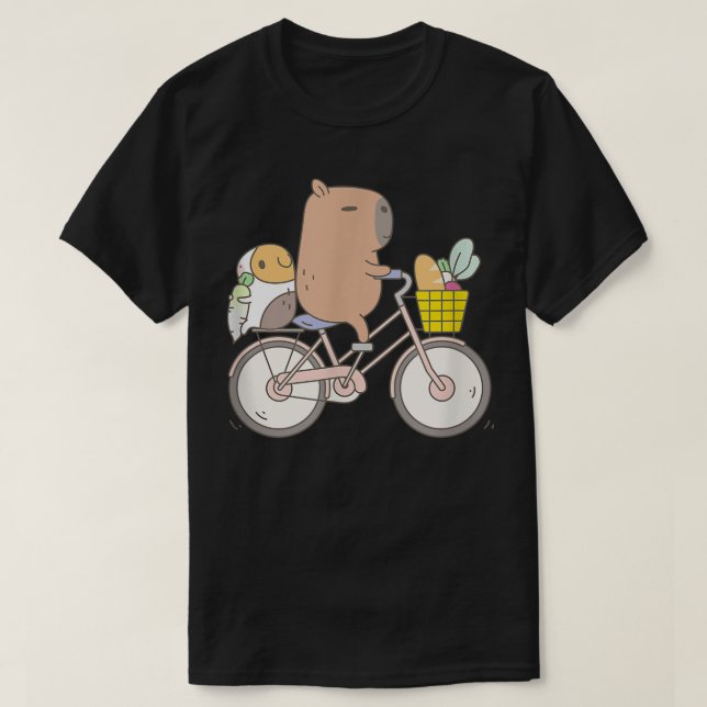 T-shirt Bubu le cochon d'Inde à vélo, drôle d'animal  (Design devant)