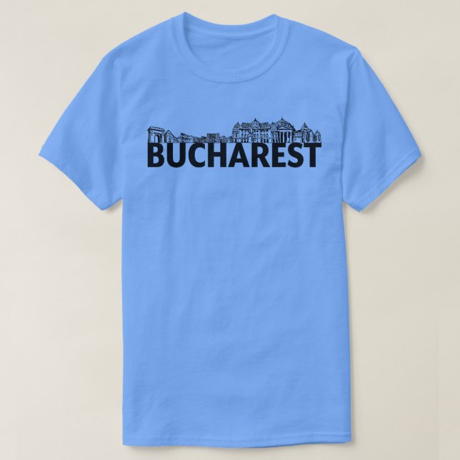T-shirt Bucarest Roumanie City Skyline Silhouette Outline (Design devant)