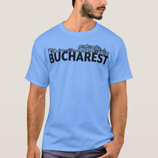 T-shirt Bucarest Roumanie City Skyline Silhouette Outline