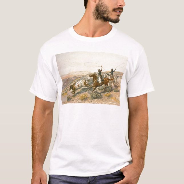 T-shirt Buccaroos par Charles Marion Russell (Devant)