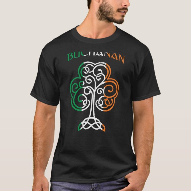 T-shirt BUCHANAN Nom irlandais Shamrock Irlande Drapeau Fa (Devant)