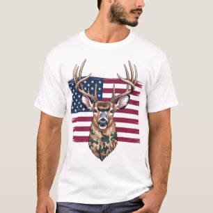 T-shirt Buck Shirt, le drapeau américain   Tee de chasse p