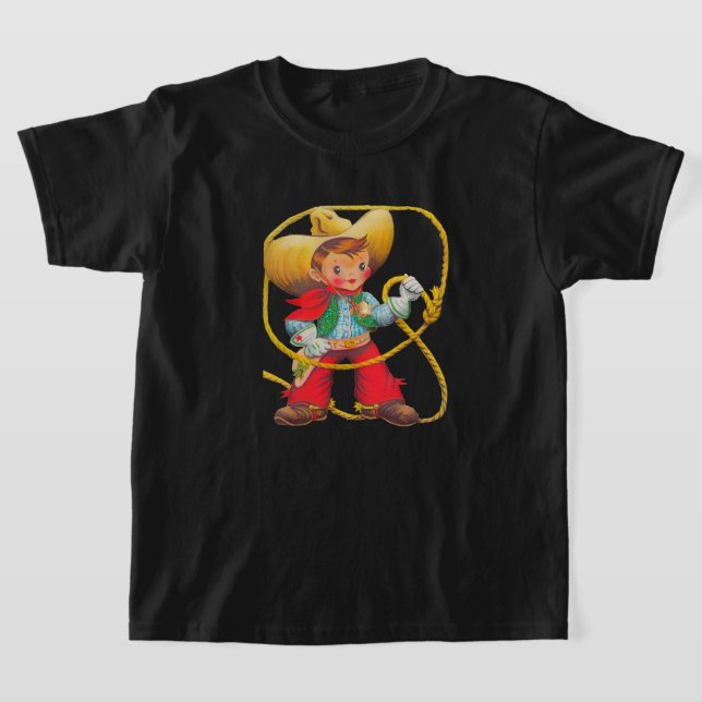 T-shirt Buckaroo Cow-boy Cordon Chapeau Éperons Badge (Poser)
