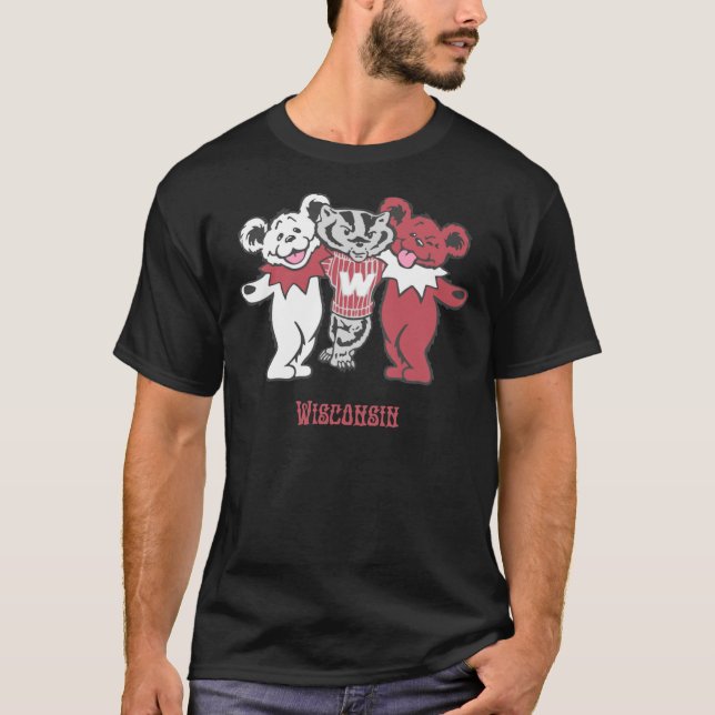 T-shirt Bucky Et Ours - Université Du Wisconsin-Madison  (Devant)