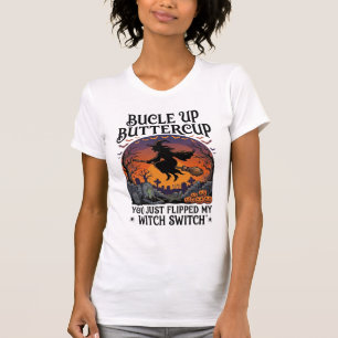 T-shirt Bucle Up Papillon Sorcière Commutateur Broom Hallo