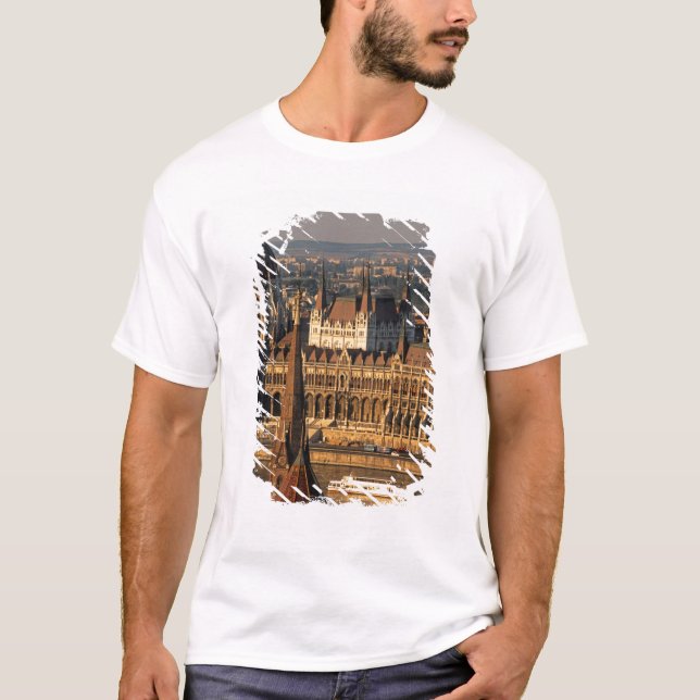 T-shirt Budapest, Hongrie, Rivière Danube, Parlement (Devant)