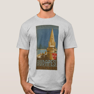T-shirt Budapest, Hungary, Vintage affiche, vers l'arrièr