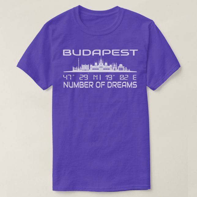 T-shirt Budapest Skyline Gps Coordonner Capitale Hongrie 2 (Design devant)