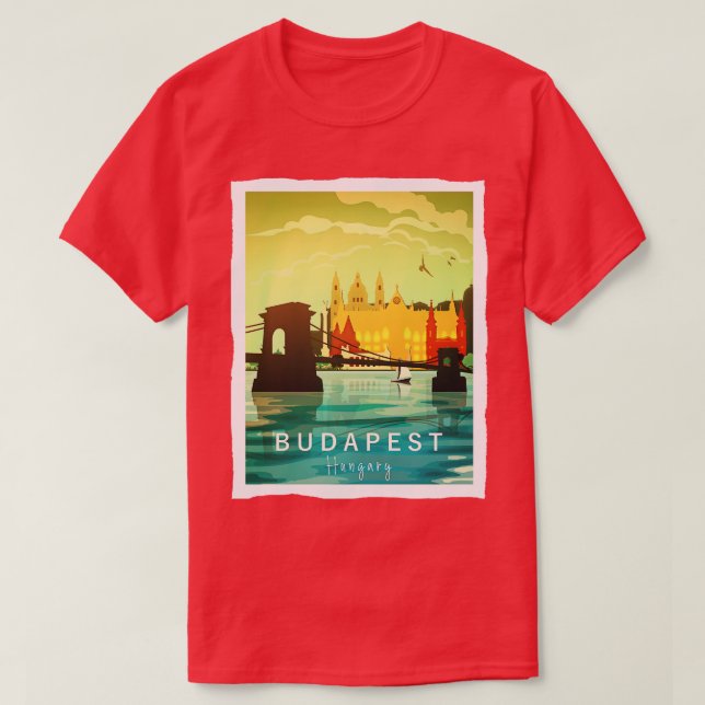 T-shirt Budapest Travel Hongrie Retro Style Art (Design devant)