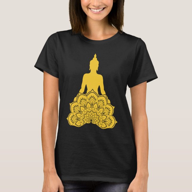 T-shirt Buddha Monk Namaste Praying Pray Smile Happy Laugh (Devant)