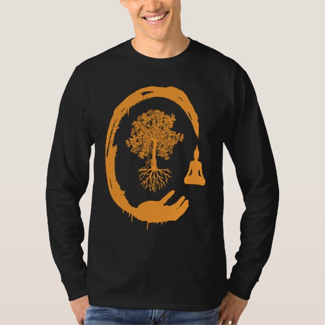 T-shirt Buddha Monk Namaste Praying Pray Smile Happy Laugh (Devant)