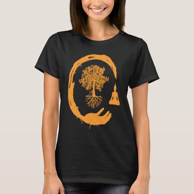 T-shirt Buddha Monk Namaste Praying Pray Smile Happy Laugh (Devant)