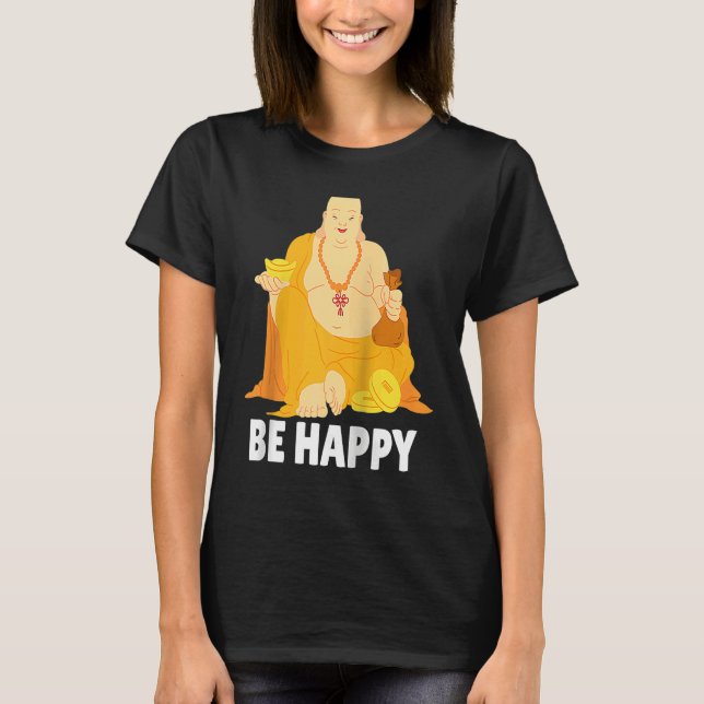 T-shirt Buddha Monk Namaste Praying Pray Smile Happy Laugh (Devant)