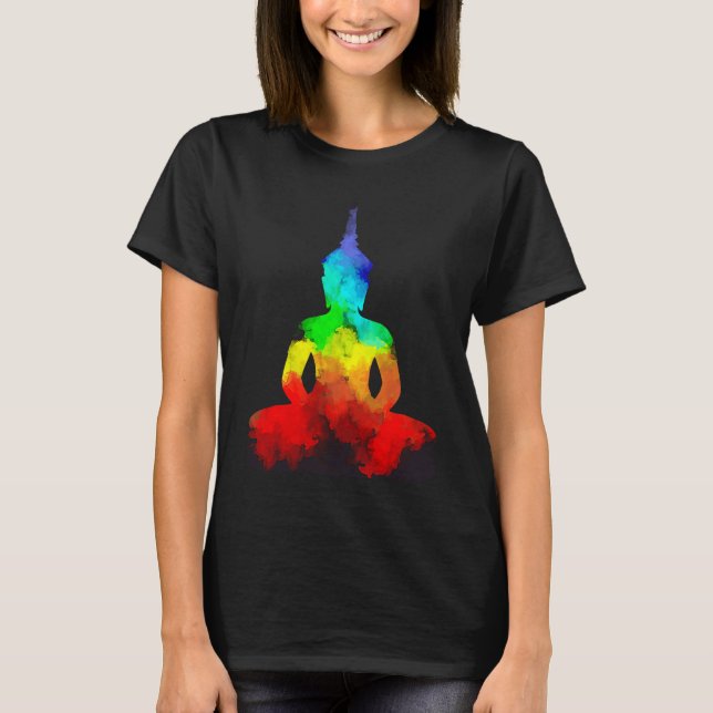 T-shirt Buddha Rainbow Love Yoga Pose T Namaste (Devant)