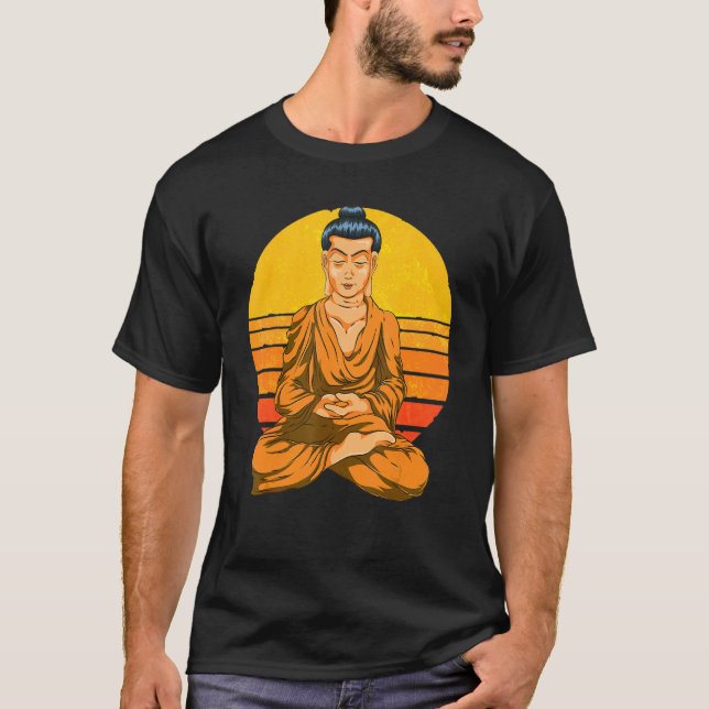 T-shirt Buddhism Spiritual Meditation Buddhist Retro Sunse (Devant)