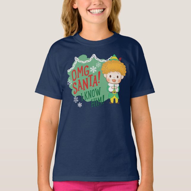 T-shirt Buddy l'Elf OMG Père Noël ! Je Le Connais ! (Devant)