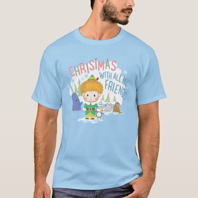 T-shirt Buddy l'Elfe Noël avec tous mes amis (Devant)