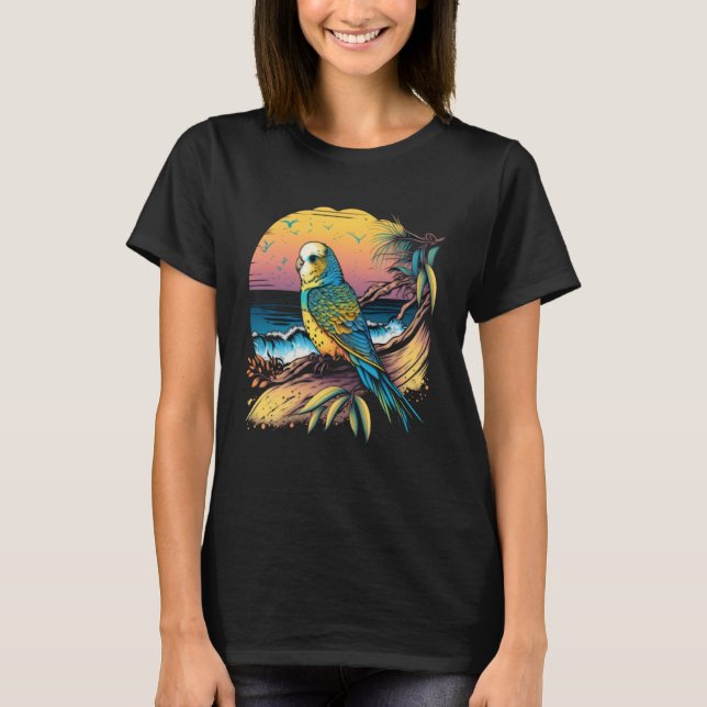 T-shirt Budgie Beach Budgerigar Parakeet Bird Summer  3 (Devant)