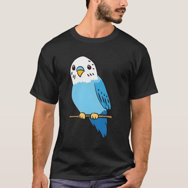 T-shirt Budgie Bird Parakeet Cute Parakeet Blue (Devant)