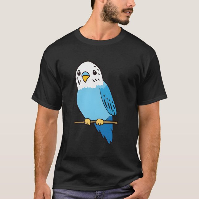 T-shirt Budgie Bird Parakeet Cute Parakeet Blue (Devant)
