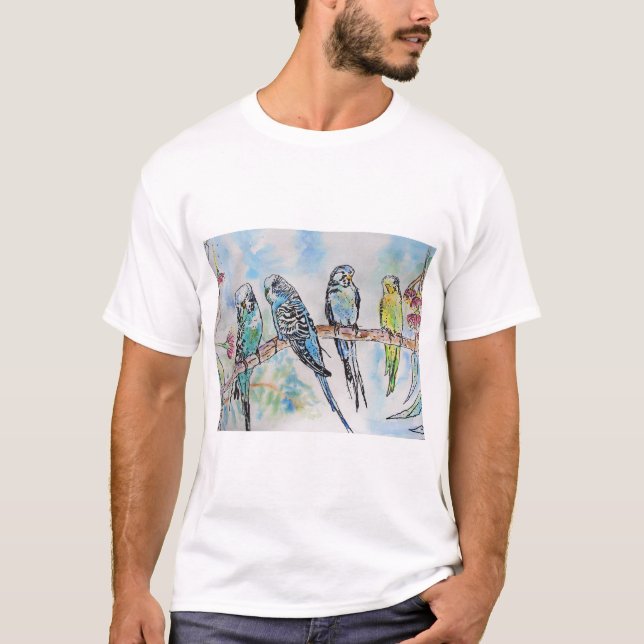 T-shirt Budgie Budgerigar Bird Bird Wildlife T Shirt (Devant)