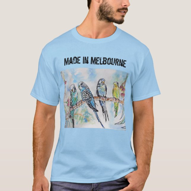 T-shirt Budgie Budgerigar Bird Fabriqué À Melbourne T Shir (Devant)