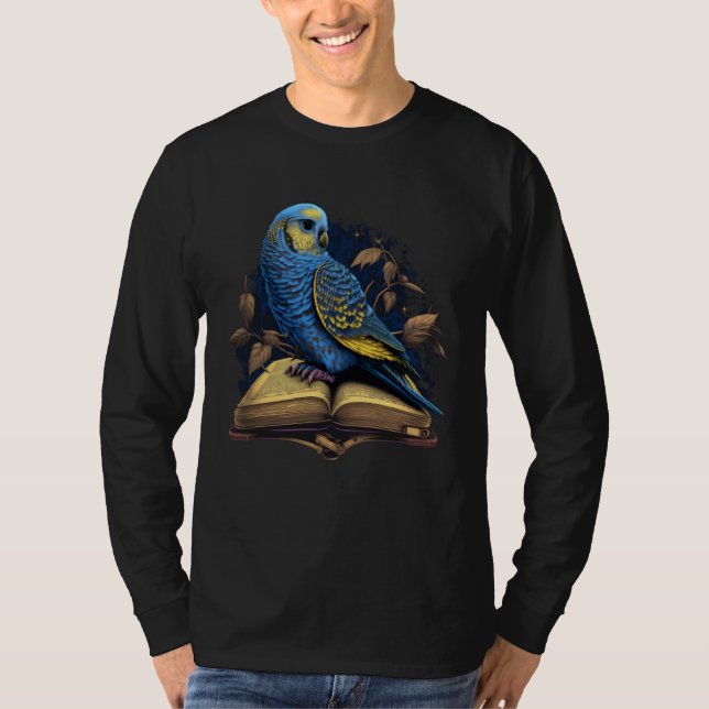 T-shirt Budgie Budgerigar Book Parakeet Bird Bookworm Read (Devant)