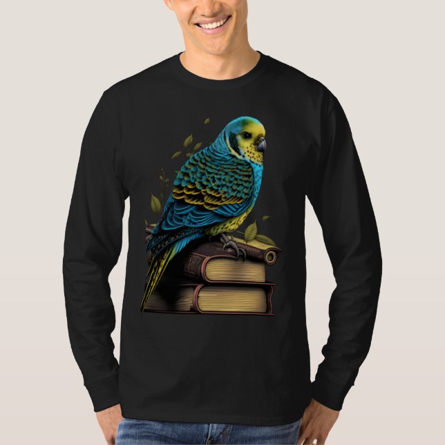T-shirt Budgie Budgerigar Book Parakeet Bird Bookworm Read (Devant)