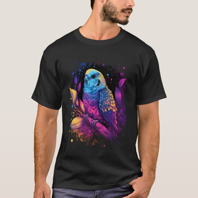 T-shirt Budgie Budgerigar Parakeet Bird Aesthetic Vaporwav (Devant)