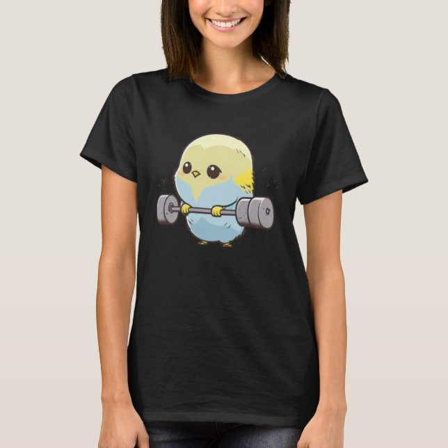 T-shirt Budgie Budgerigar Parakeet Lifting Bodybuilder Gym (Devant)
