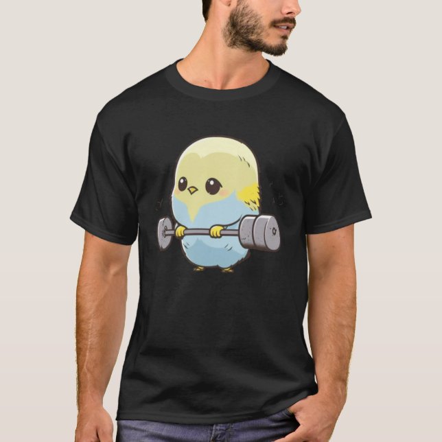 T-shirt Budgie Budgerigar Parakeet Lifting Bodybuilder Gym (Devant)
