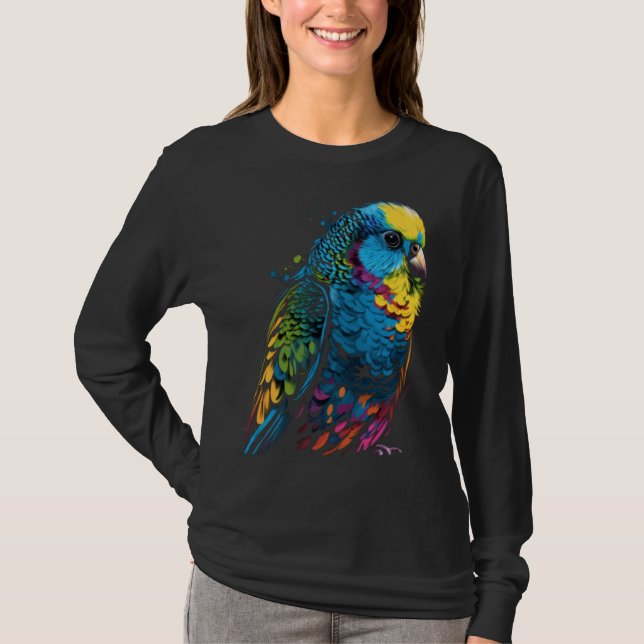 T-shirt Budgie Budgerigar Parakeet Pet Bird Owner Pop  3 (Devant)