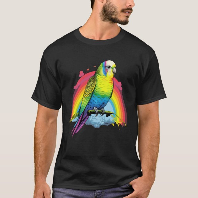 T-shirt Budgie Budgies Birds Rainbow Budgerigar Parakeet   (Devant)