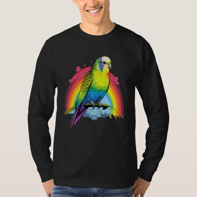 T-shirt Budgie Budgies Birds Rainbow Budgerigar Parakeet   (Devant)