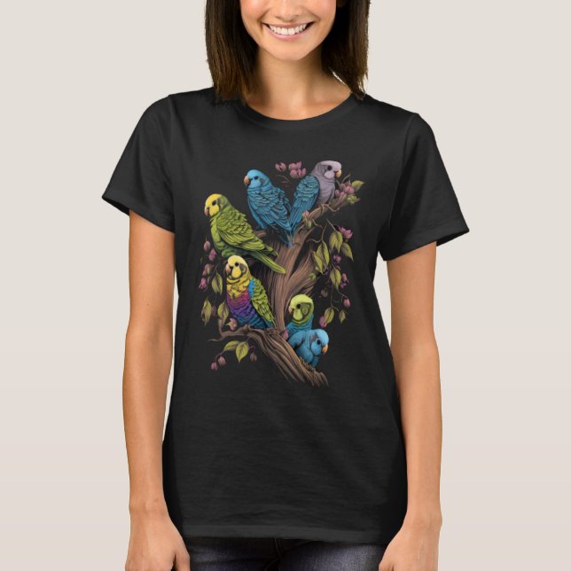 T-shirt Budgie Budgies Budgerigar Parakeet Birds  2 (Devant)