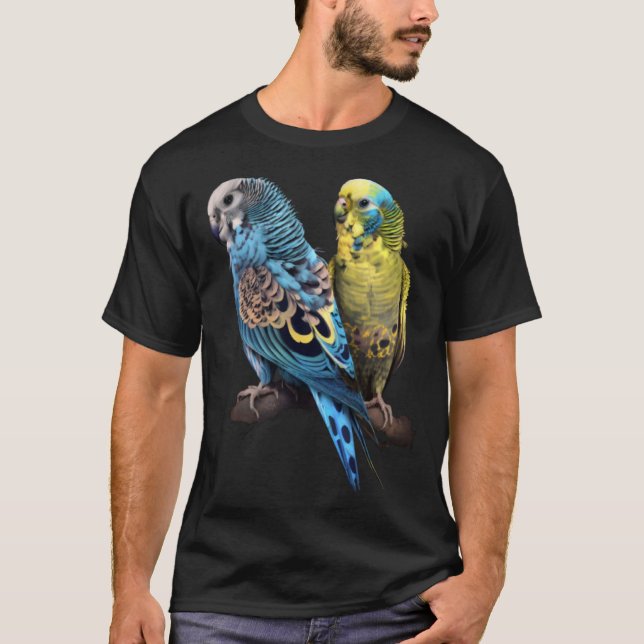 T-shirt Budgie Budgies Budgerigar Parakeet Birds Birdwatch (Devant)