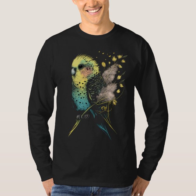 T-shirt Budgie Dandelion Flower Budgerigar Parakeet Bird   (Devant)