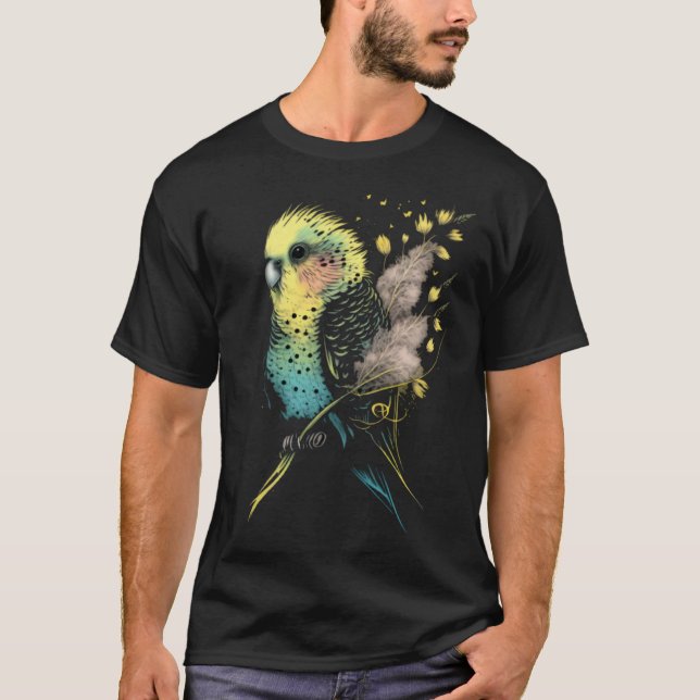 T-shirt Budgie Dandelion Flower Budgerigar Parakeet Bird   (Devant)