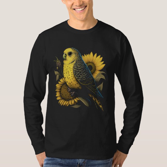 T-shirt Budgie Mom Budgerigar Sunflower Parakeet Bird Moth (Devant)