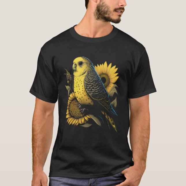 T-shirt Budgie Mom Budgerigar Sunflower Parakeet Bird Moth (Devant)