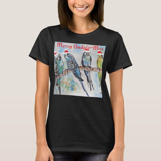 T-shirt Budgie Parakeet Budgerigar Womens Funny Christmas (Devant)