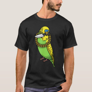 T-shirt Budgie Parrot Budgerigar Oiseau Avec Couteau