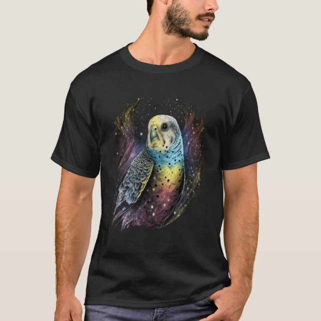 T-shirt Budgie Space Budgerigar Parakeet Bird 2 (Devant)