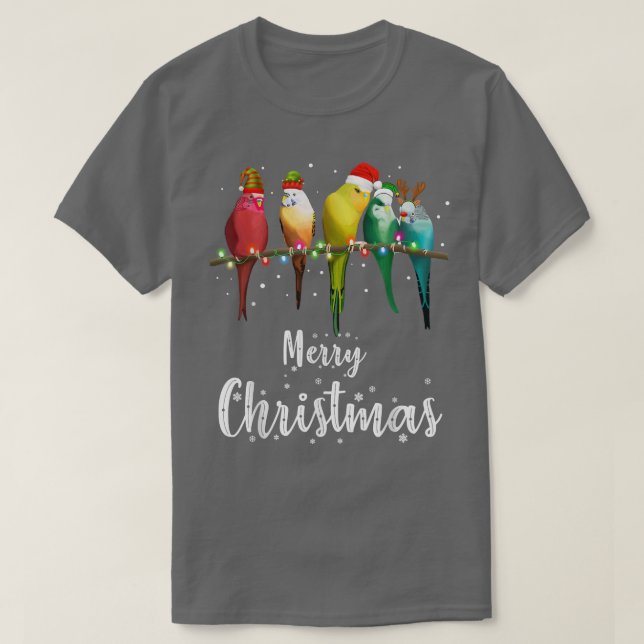 T-shirt Budgies Bird Joyeux Noël (Design devant)