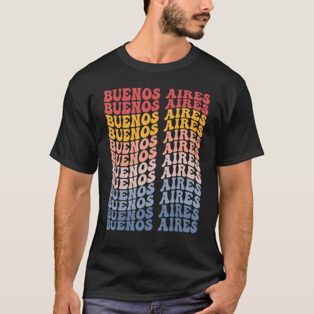 T-shirt Buenos Aires City Groovy Retro (Devant)