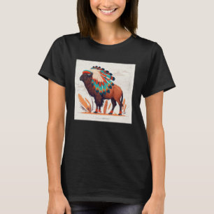 T-shirt Buffalo américain coloré Aztec Bison Hommes Femmes