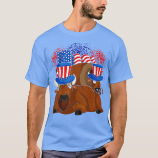 T-shirt Buffalo Amoureux des animaux américain patriotique