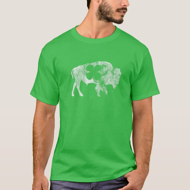 T-shirt Buffalo Bison Shamrock St. Patrick's Day Saint Pad (Devant)