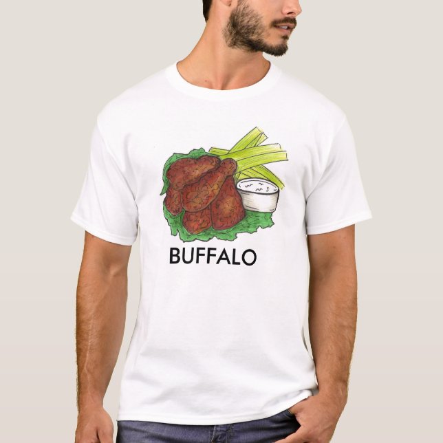 T-shirt Buffalo NY New York Hot BBQ Chicken Wings Celery (Devant)