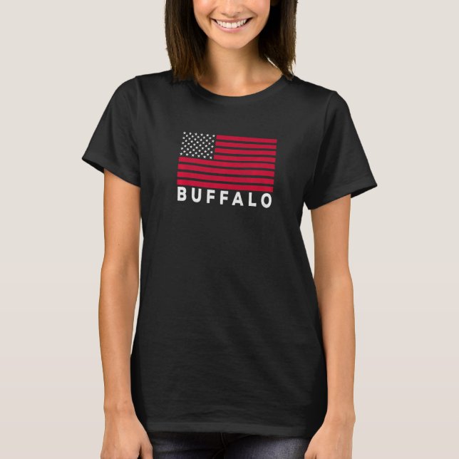 T-shirt Buffalo NY USA Flag Buffalo Red White & Blue Buffa (Devant)